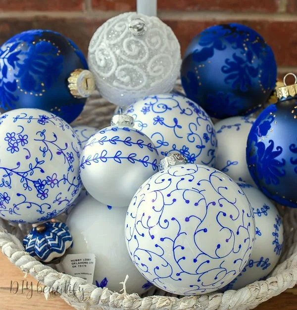 Blue & White French farmhouse Ornaments