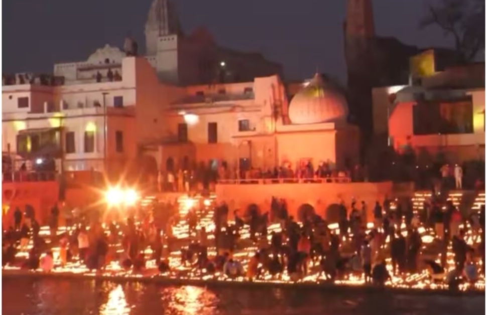 Lighting Diya’s at Saryu Ghat for Deepotsav post Pran Pratishtha Ceremony