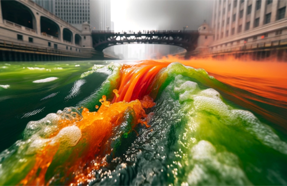 The Magical Moment: A Close-Up of Green Alchemy on the Chicago River