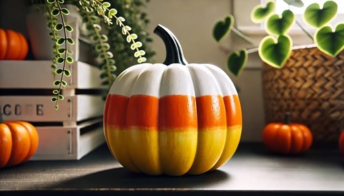 Candy Corn Painted Pumpkin