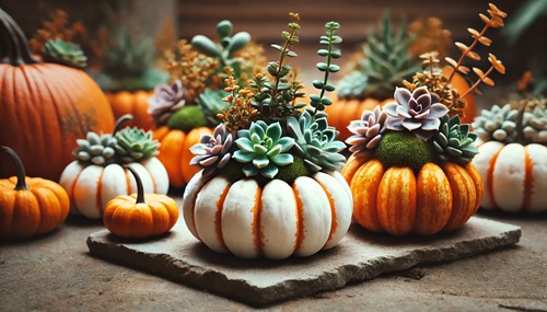 Succulent filled pumpkins